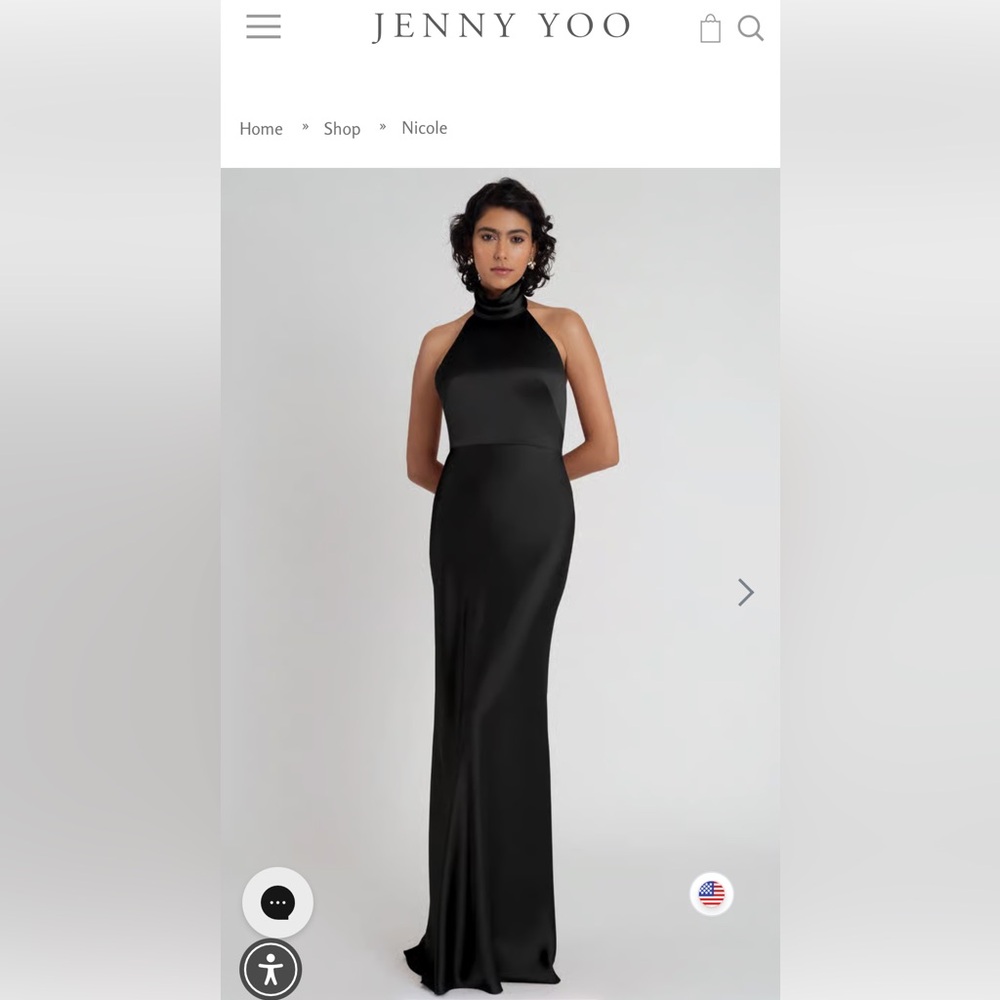 Jenny Yoo Nicole Black Halter Neck Dress